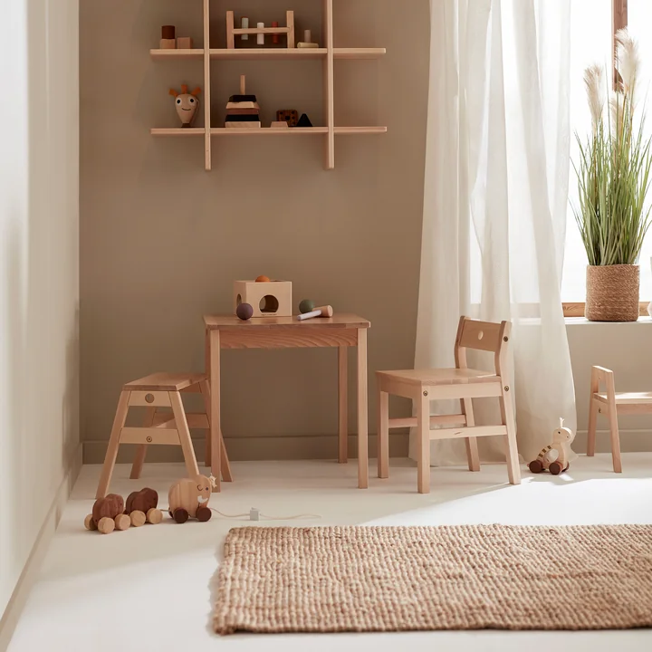 Kids Concept - Saga Hocker, 32 x 30 x 30 cm, Buche natur