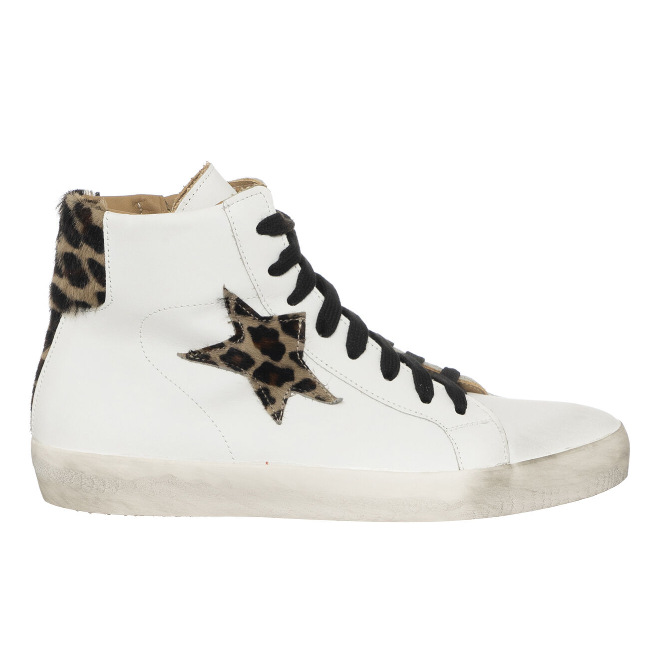 Loretta Pettinari Sneakers en Cuir Chaly blanc/léopard