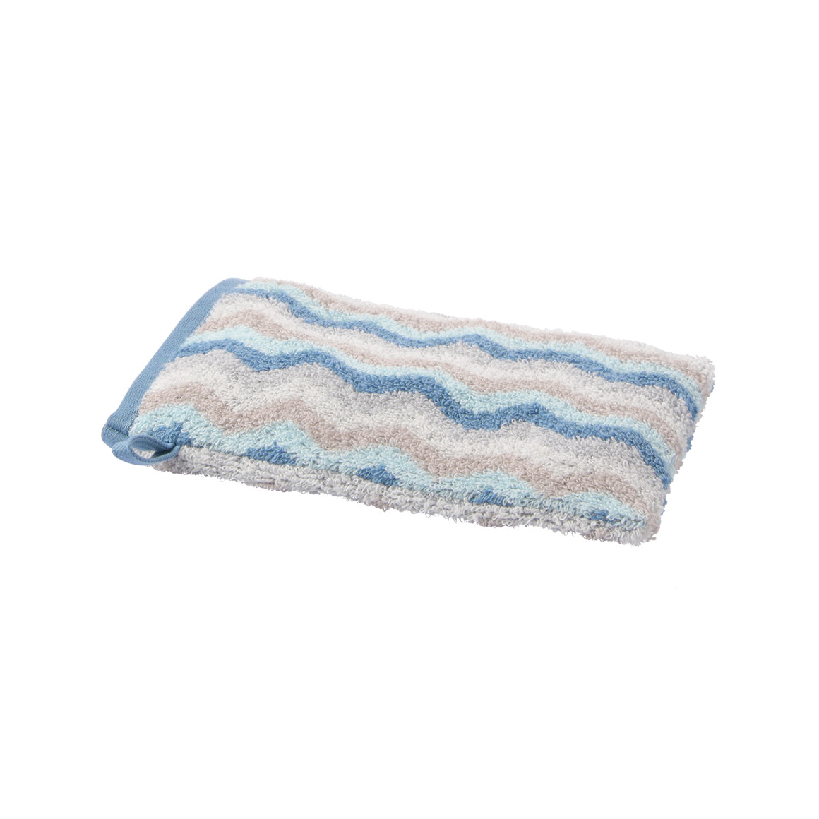My Home Waschhandschuh mit Zick-Zack-Muster blau / beige