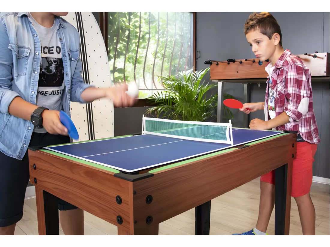 Table Multi Jeux 20 en 1 sur Pied, Multifonction avec Plateaux Modulables et Accessoires pour 20 jeux différents, 122x61x84 cm