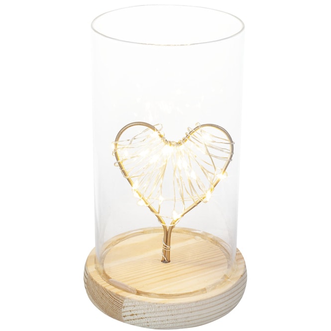 LED-Zylinder - Herz - aus Glas - ca. 11,5 x 17 cm