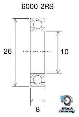 Roulement Black Bearing 6000-2RS 10 x 26 x 8 mm