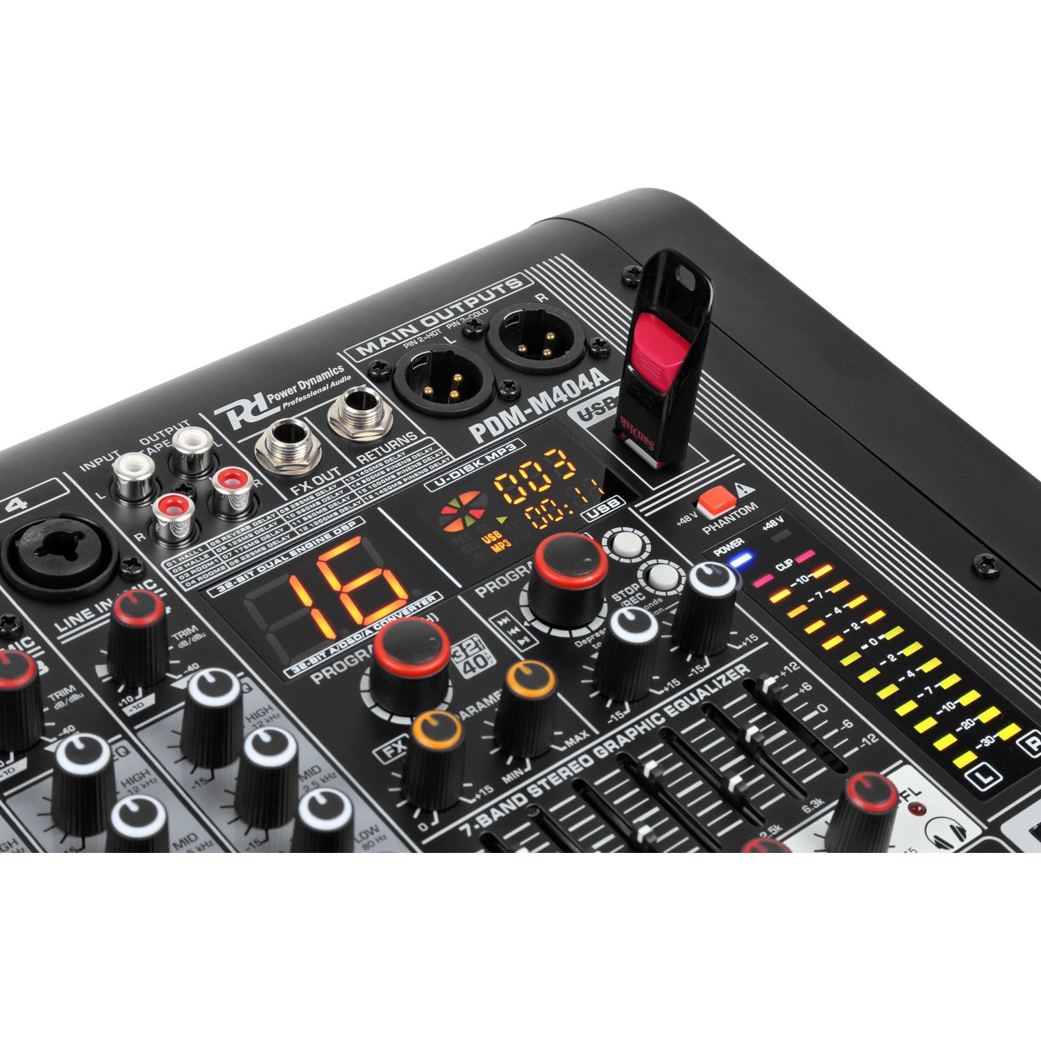 Power Dynamics PDM-M404A 4-kanaals mixer met ingebouwde versterker