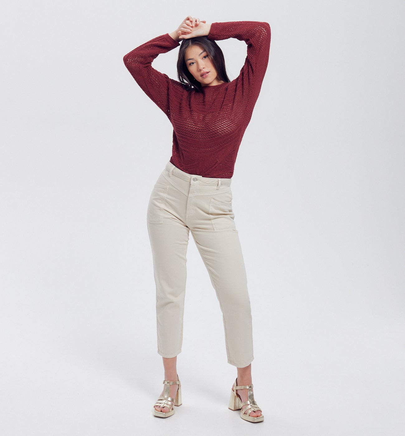 Pull ajouré Femme - Terre de sienne