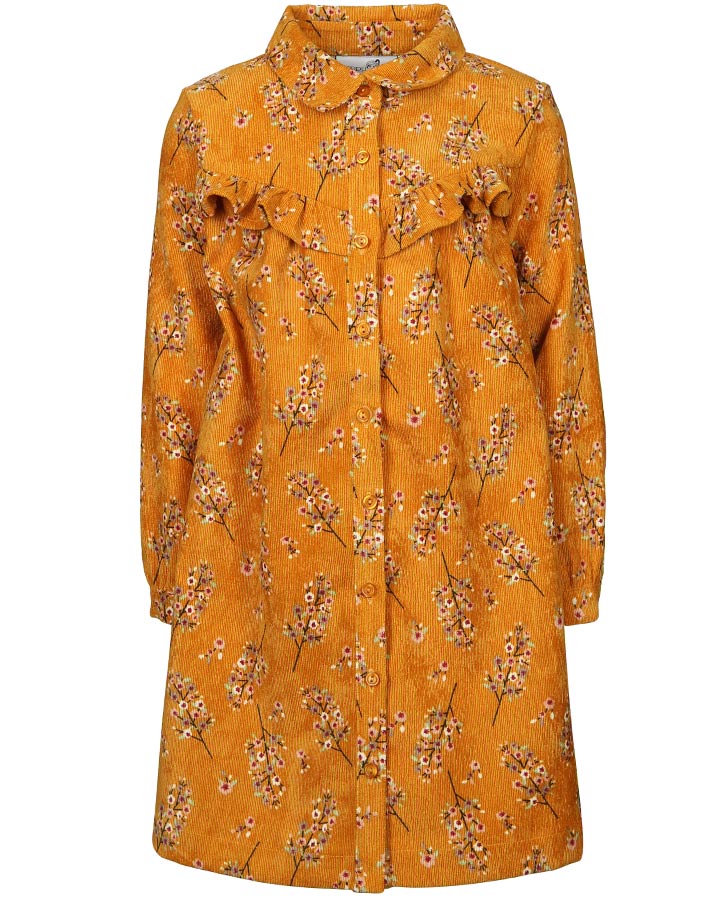 Hemd-Kleid TWIGS aus Cord in senfgelb