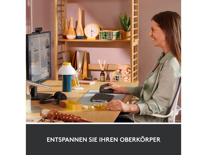 Logitech Ergonomische Maus Lift Graphite Komfortable ergonomische Maus mit vertikalem Design für kleine bis mittelgrosse Hände