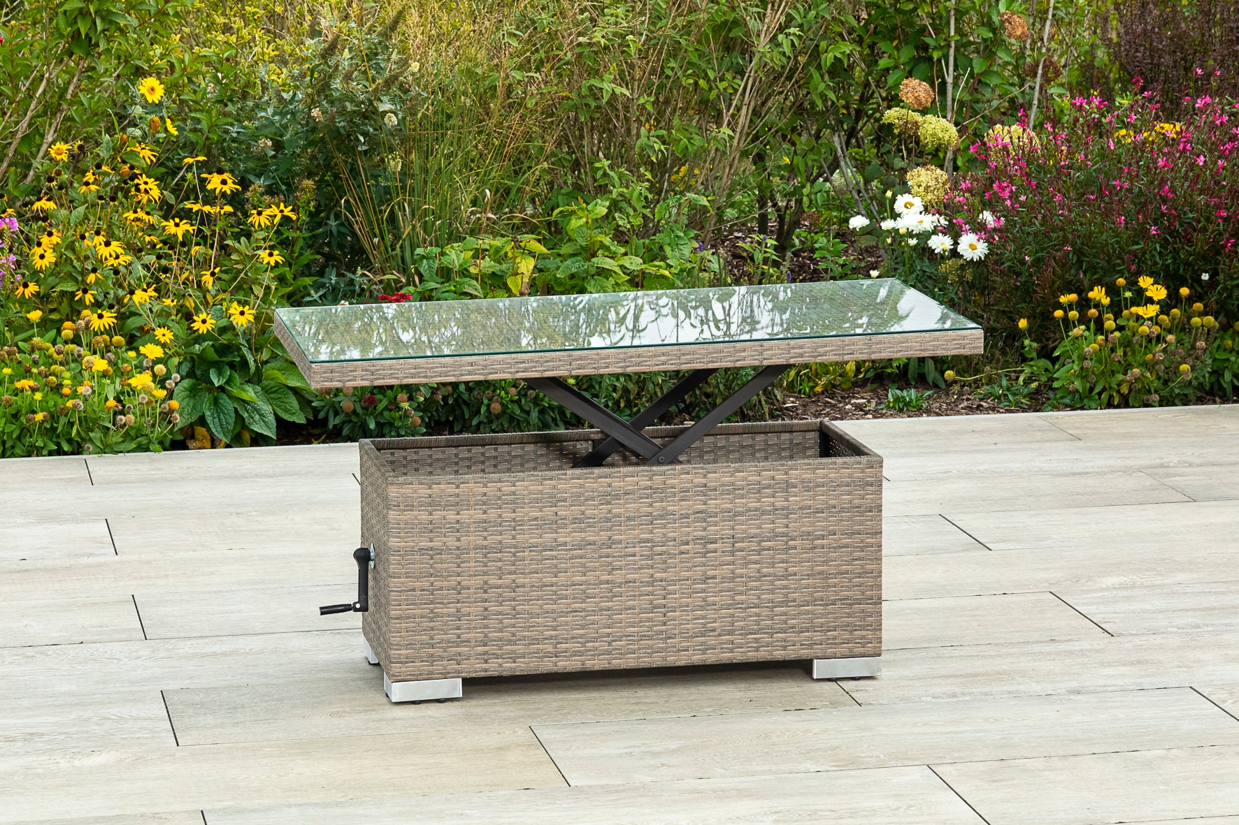 Merxx Bellante Gartentisch höhenverstellbar 4 Personen mit Sicherheitsglasplatte