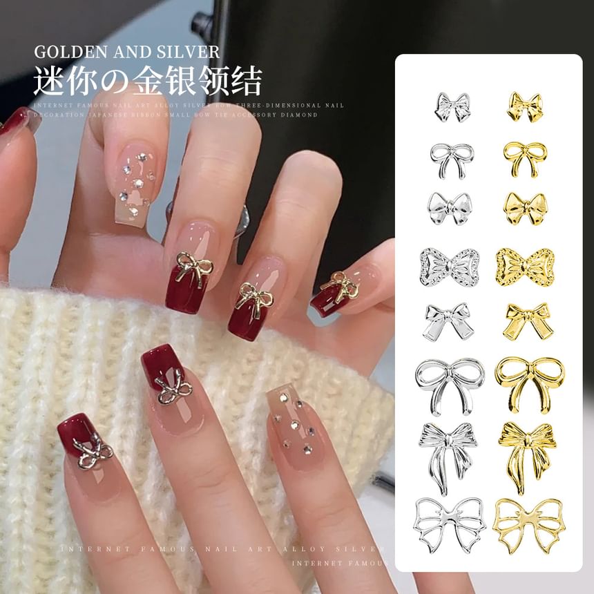 Padoma - Set van 50: Nail Art-decoratie met strik van legering (verschillende ontwerpen)