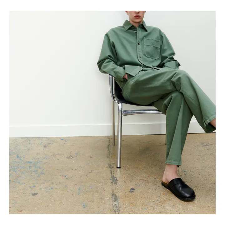A.P.C. Surchemise Basile Brodée Coton Bio | Vert forêt
