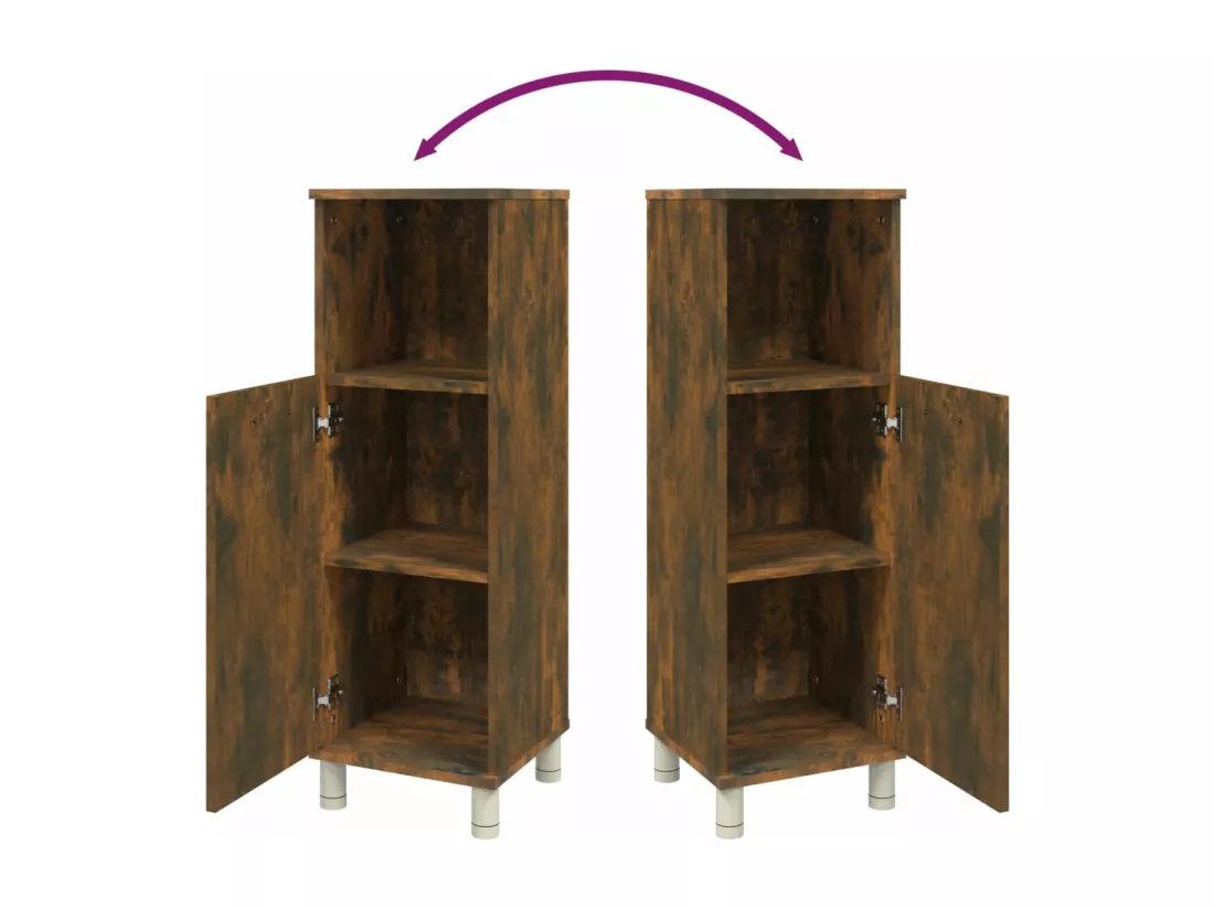 Armoire de bain Chêne fumé 30x30x95 cm Bois d'ingénierie