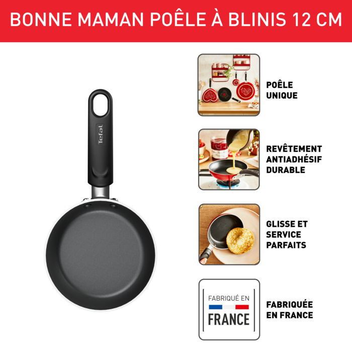 Poêles à crêpes coeur Pancake Day Tefal et Bonne Maman