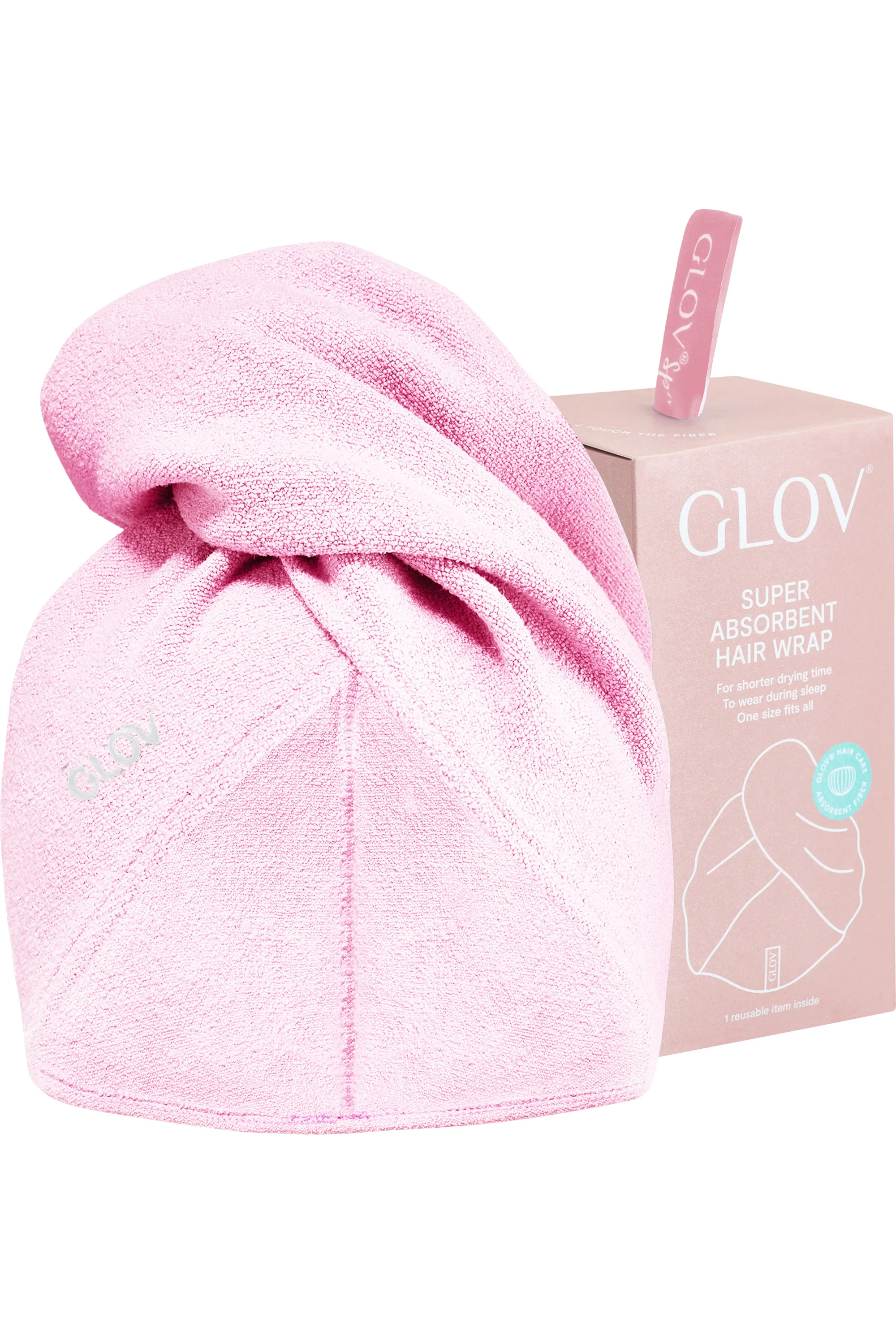 GLOV Serviette pour cheveux rose-113 g