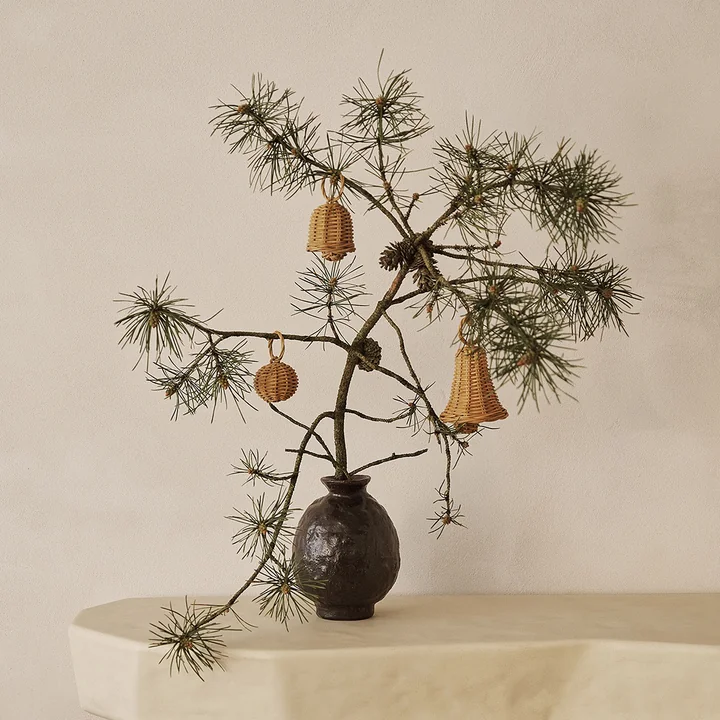 Ferm Living - Geflochtene Glocken-Kugeln, natur (2er-Set)