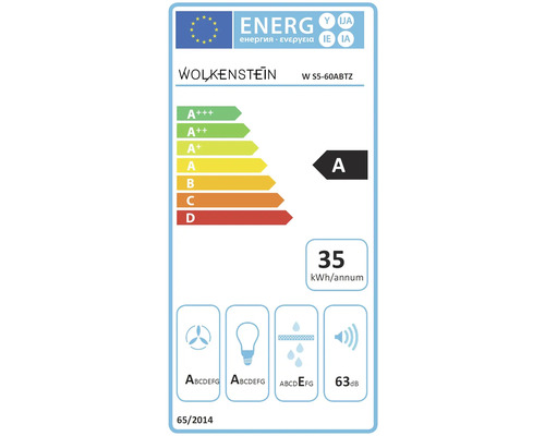 Wolkenstein W S5-60 ABTZ afzuigkap zonder kop, 60 x 38,6 cm, zwart
