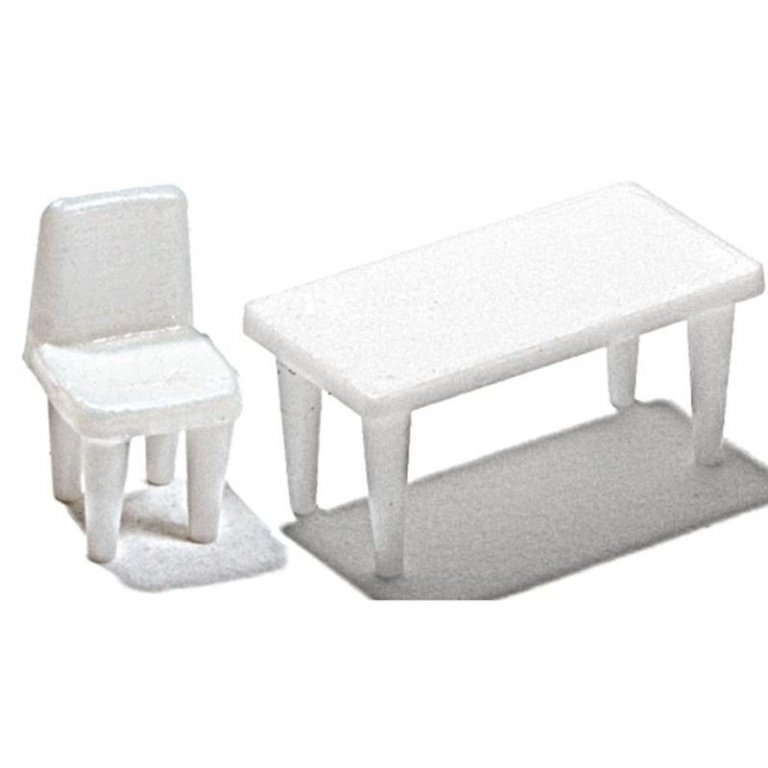 Tische und Stühle im Set, weiß, 1:100