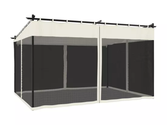 Tonnelle avec parois en filet crème 4x3 m acier