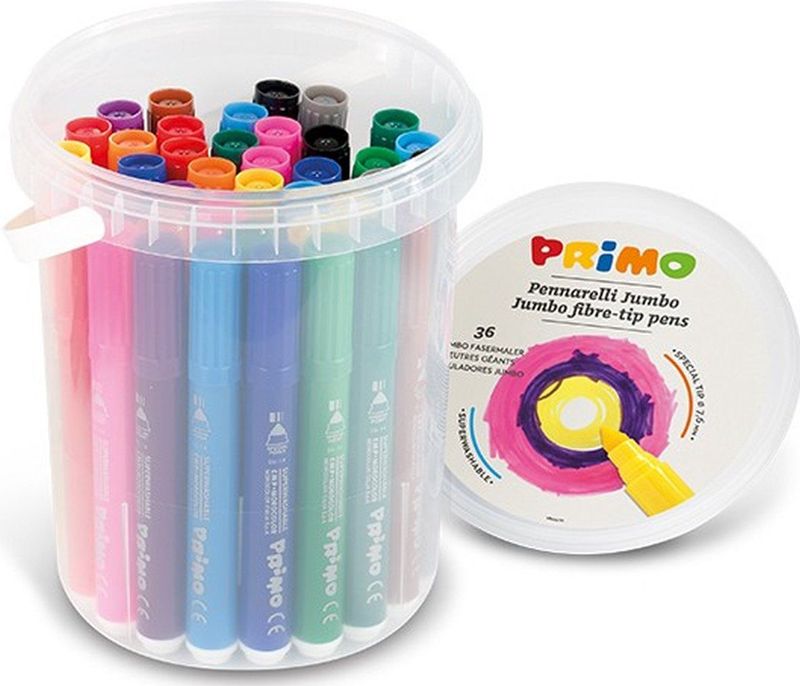 Morocolor - PRIMO - Jumbo Markers - 36 Grote Puntmarkers - Wasbare Emmermarkers - Ø 7,6 mm
