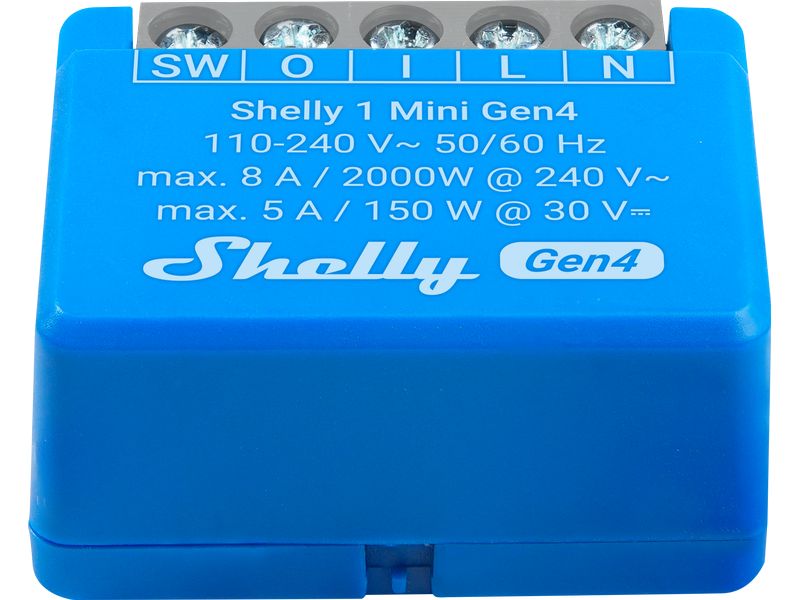 Shelly WLAN-Schaltaktor 1 Mini Gen4 WiFi-Switch Blau, 8 A Wi-Fi-gesteuerter, intelligenter Schalter