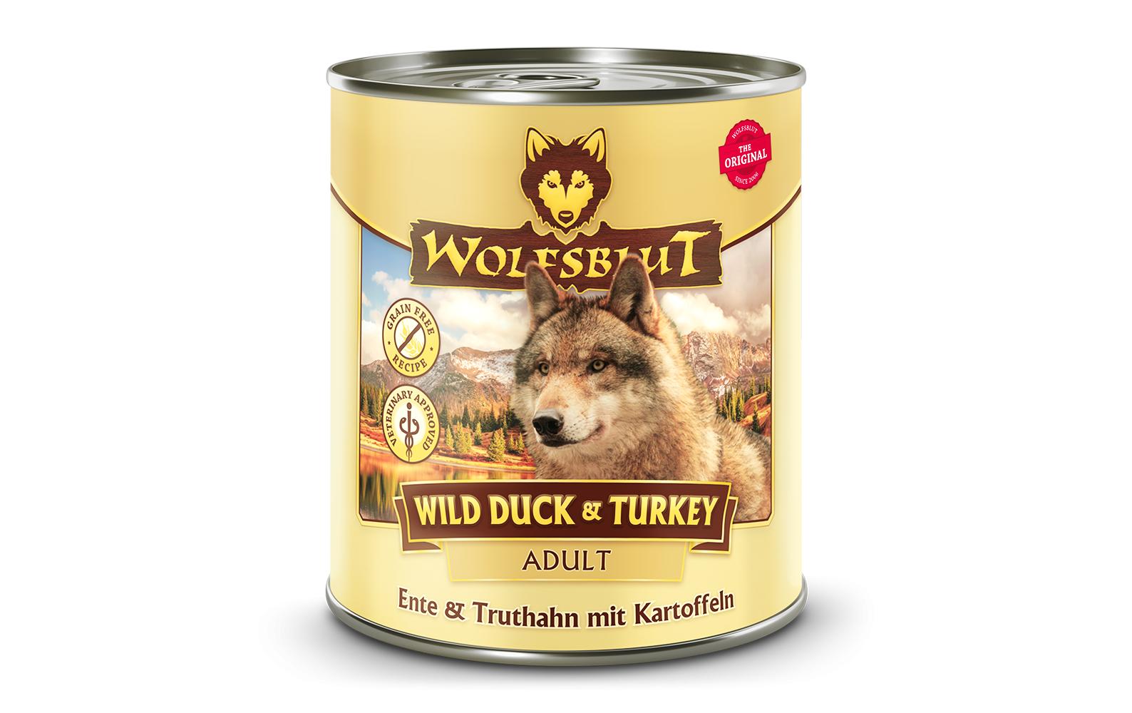 Nassfutter Dog Wild Duck & Turkey, 800 gAlleinfuttermittel für ausgewachsene Hunde