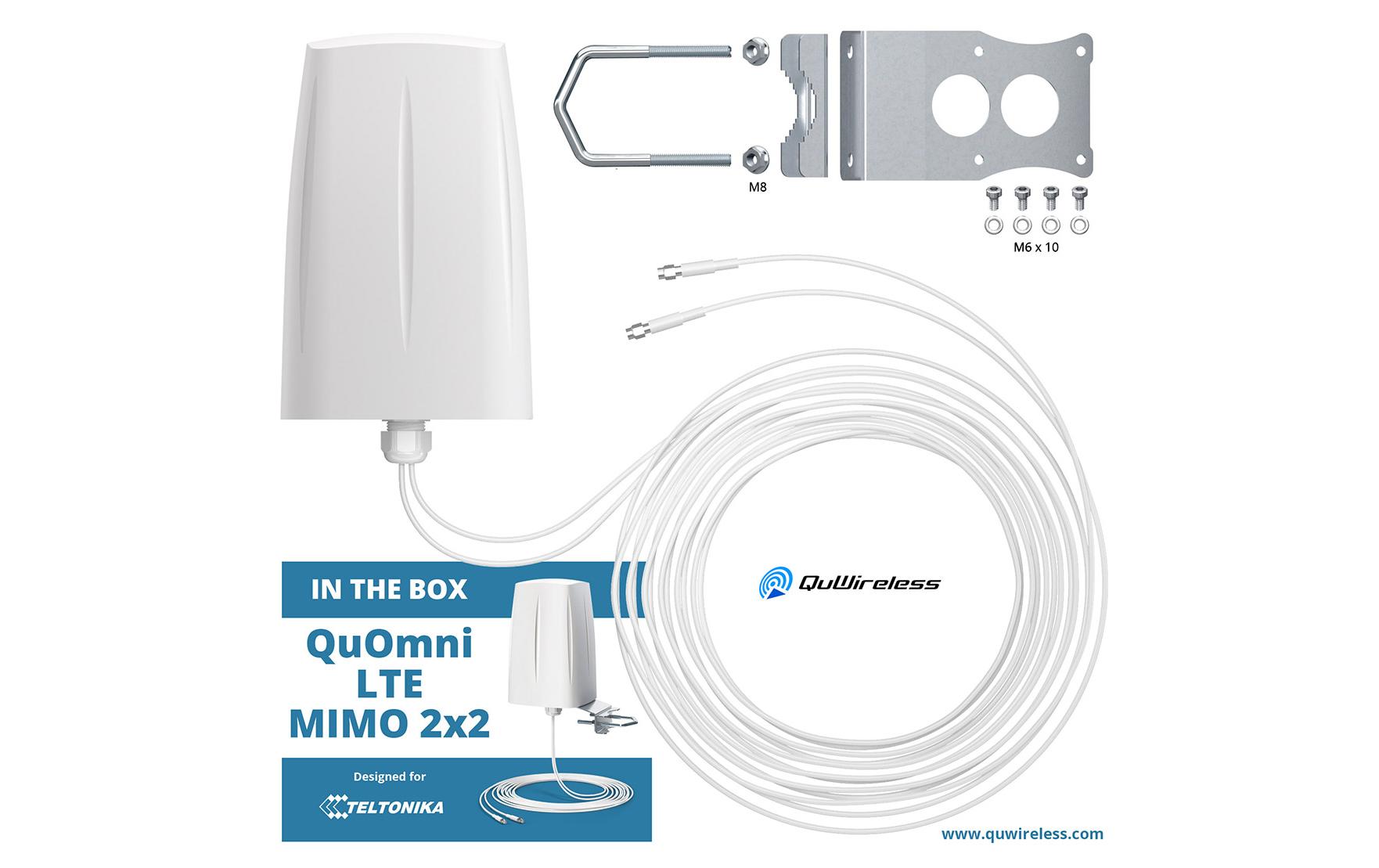 LTE-Antenne AOLM2 SMA 4 dBi Rundstrahl<br>Omnidirektionale Multiband LTE MIMO 2x2 Antenne
