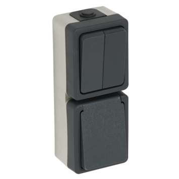 Handson opbouw combinatie stopcontact/serie schakelaar spatwaterdicht