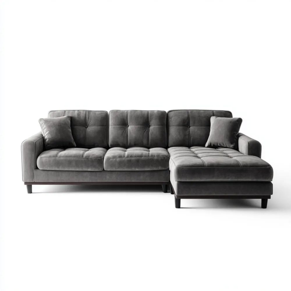Ecksofa Stoffgepolstert 250x150x85 cm - Dunkelgrau - Modernes Design