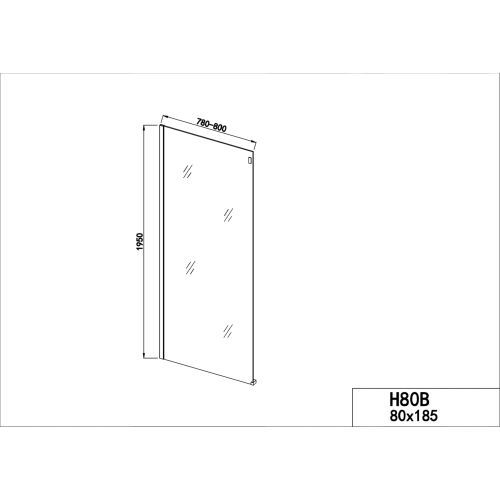 Badstuber Rollo zwarte zijwand van douchecabine 80x195cm