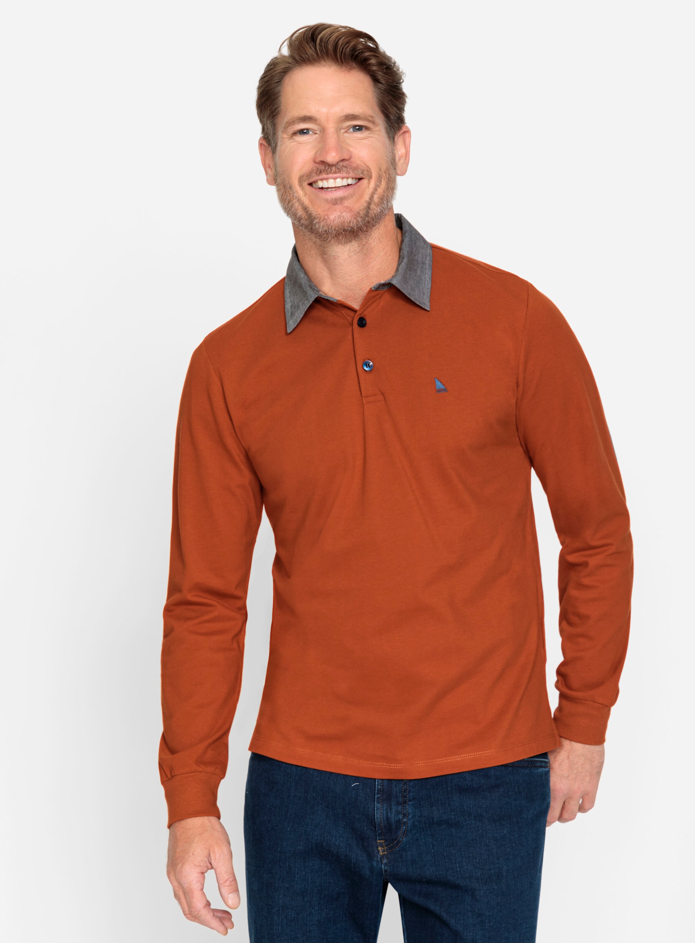Catamaran Langarm-Shirt in rostrot