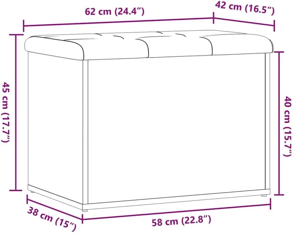 vidaXL Sitzbank mit Stauraum Artisan-Eiche 62x42x45 cm Holzwerkstoff