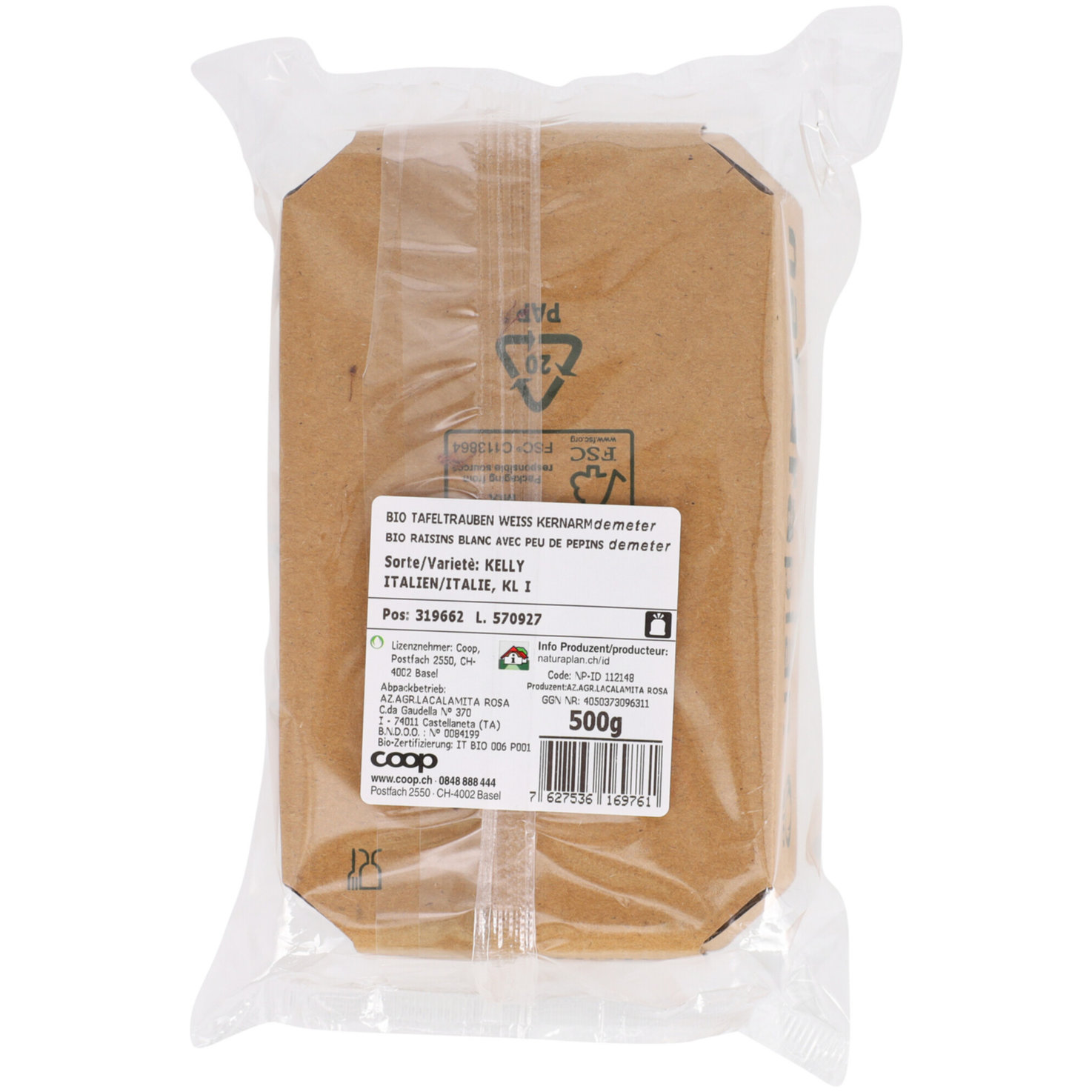 Bio Demeter Trauben weiss kernarm -