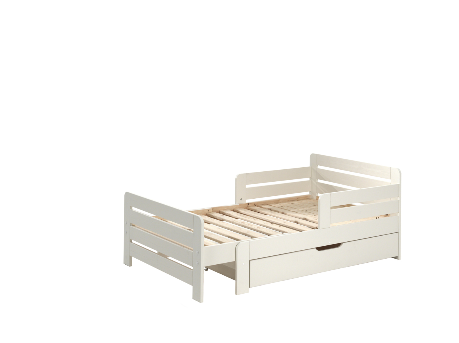 Kinderbett JUMPER - weiß - ausziehbar - mit Bettschublade - 90x140-200 cm