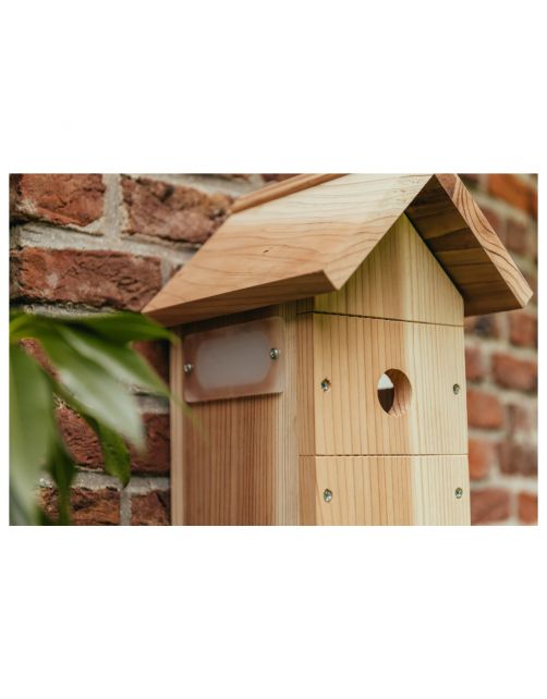 Nestera Nestkast Wifi Camera Met Zonnepaneel - Broeden - 19x22x34 cm Donker Hout