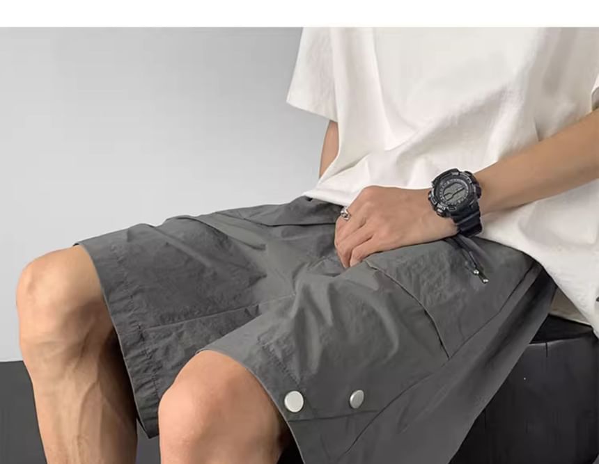 emeisa - Effen shorts met trekkoord en drukknopen