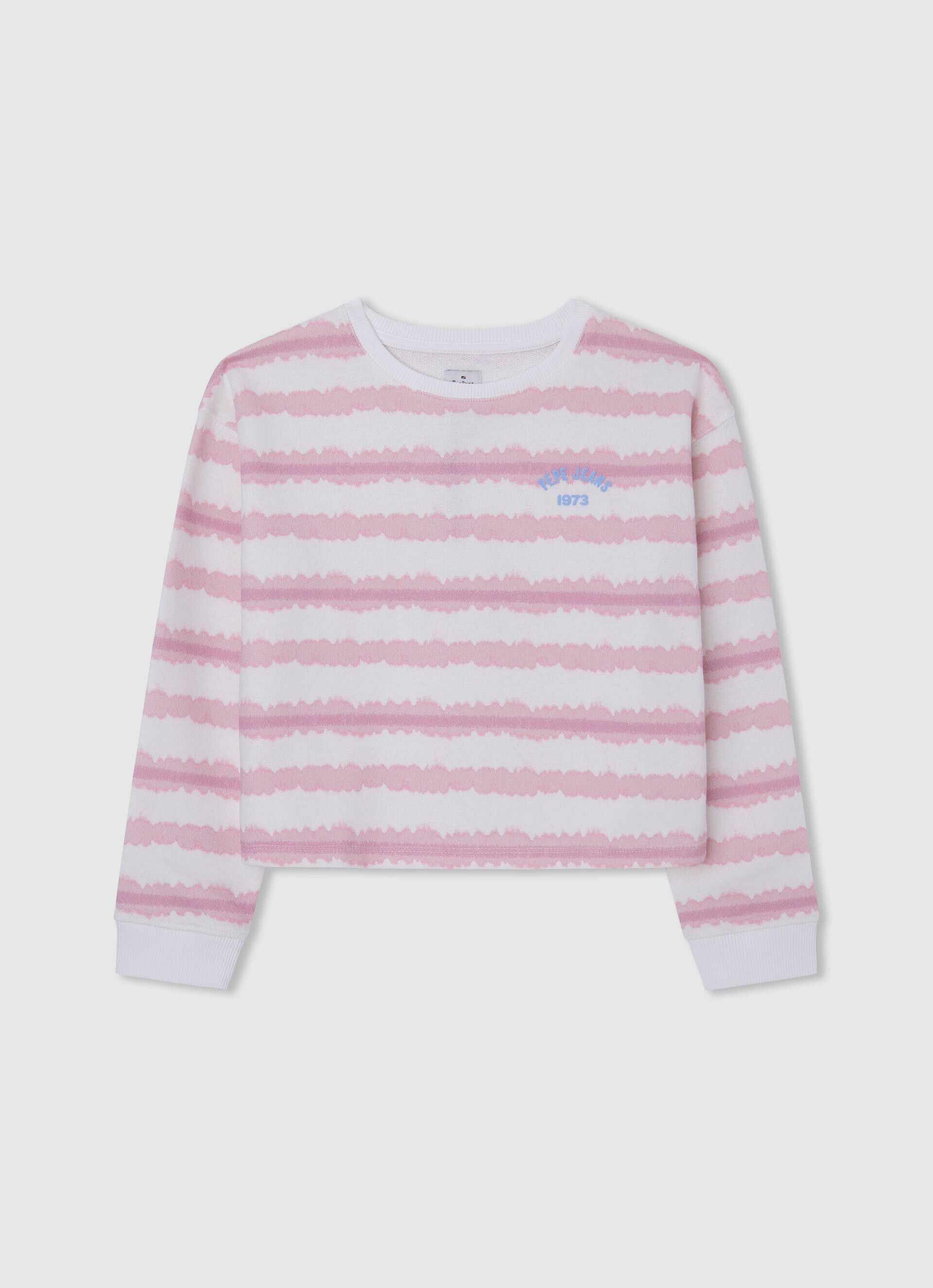 Moletom de algodão com listras degradê - rosa claro