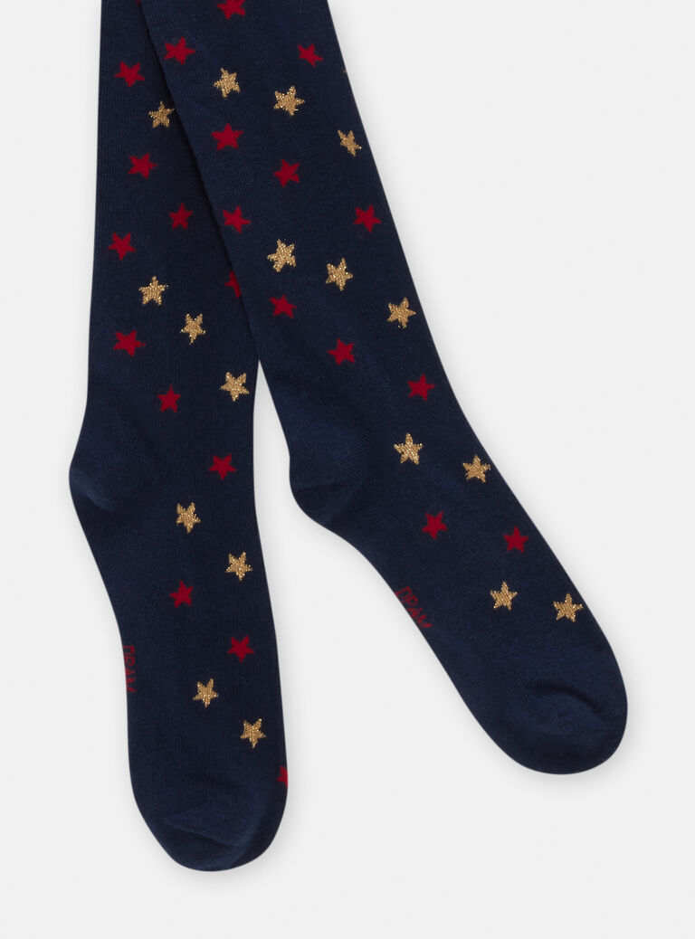 Collant marine à motif étoiles de noël pour fille
