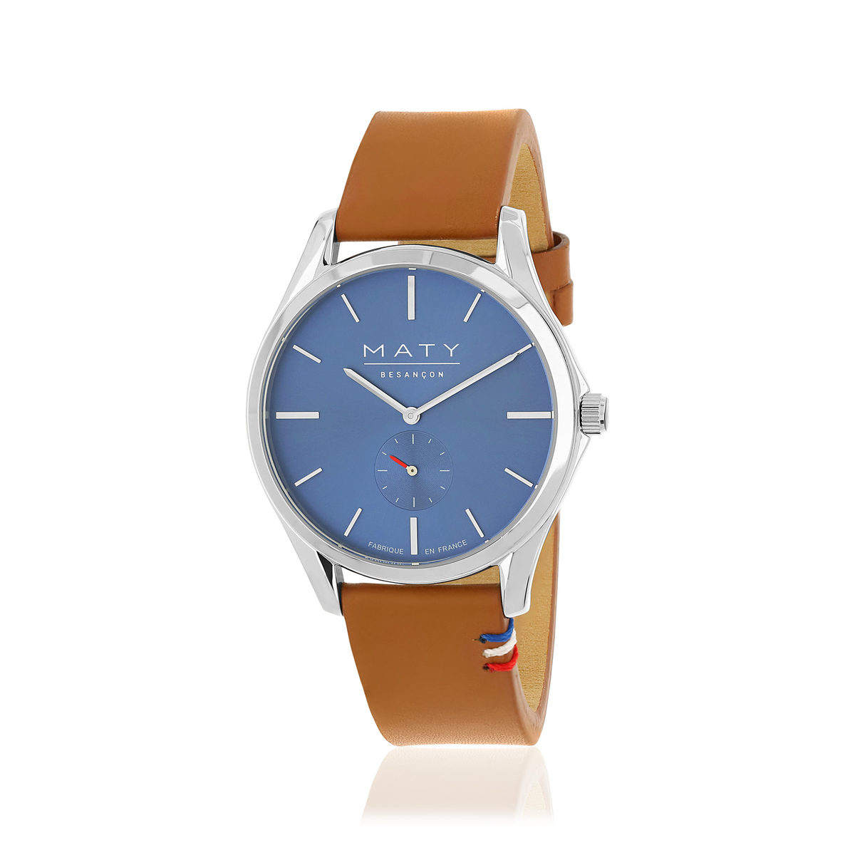 Montre homme acier bracelet cuir marron