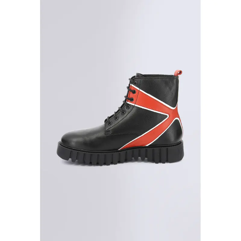 KICK FABULOUS NOIR ROUGE BOOTS Cuir Homme