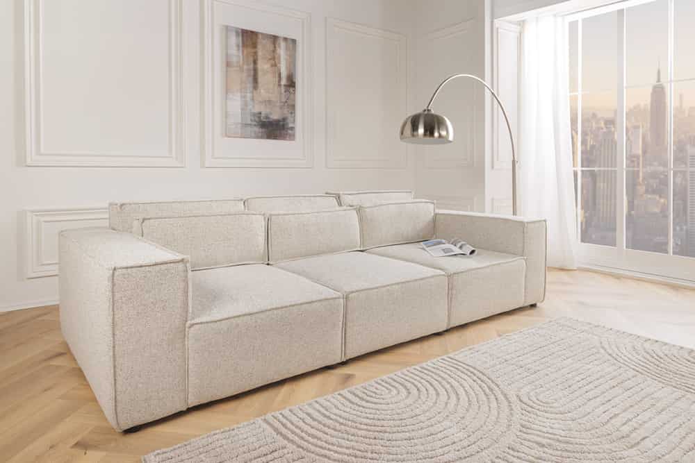 Design Big Sofa BOSSA NOVA 260cm beige Strukturstoff 3-Sitzer XXL-Couch