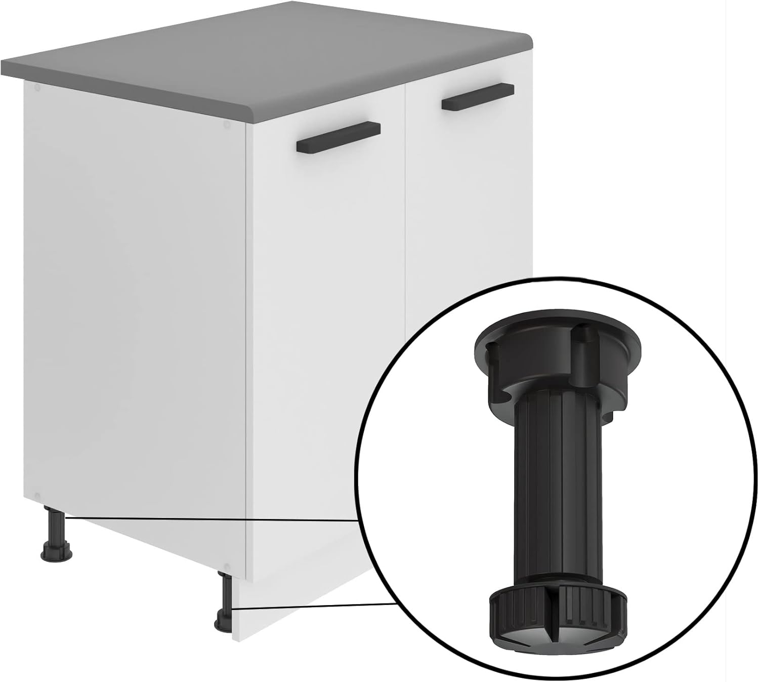 Belini Unterschrank Küche, Spülenunterschrank 60 cm Breite. SDZ Küchenunterschrank ohne Arbeitsplatte. Spülenschrank mit 1 Tür, Weiß matt