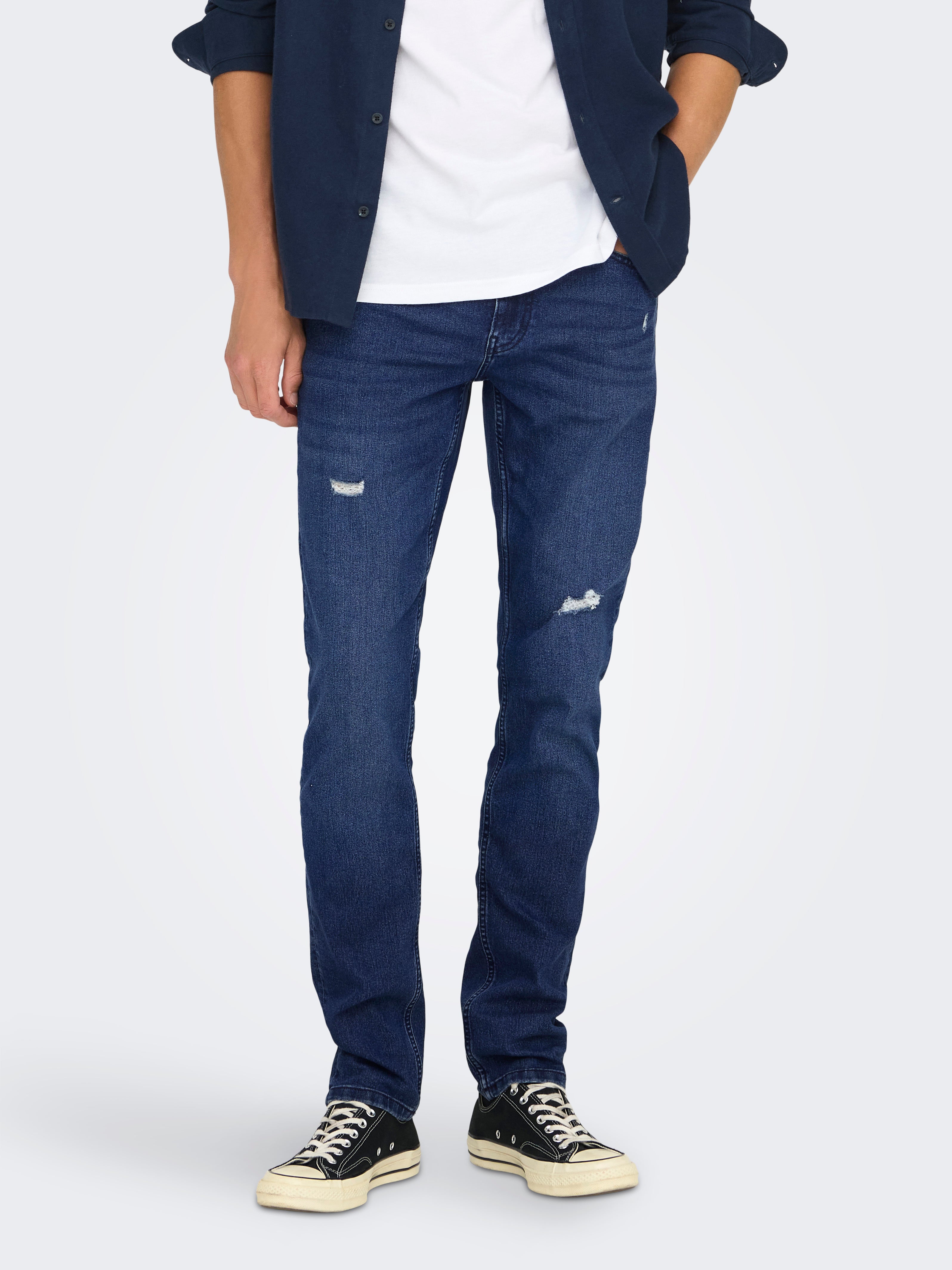 ONSLOOM Mid Rise Slim Fit Jeans Dark Blue Denim