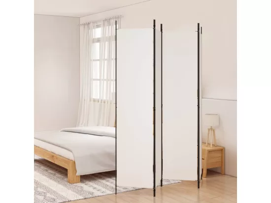 Cloison de séparation 4 panneaux Blanc 200x220 cm Tissu