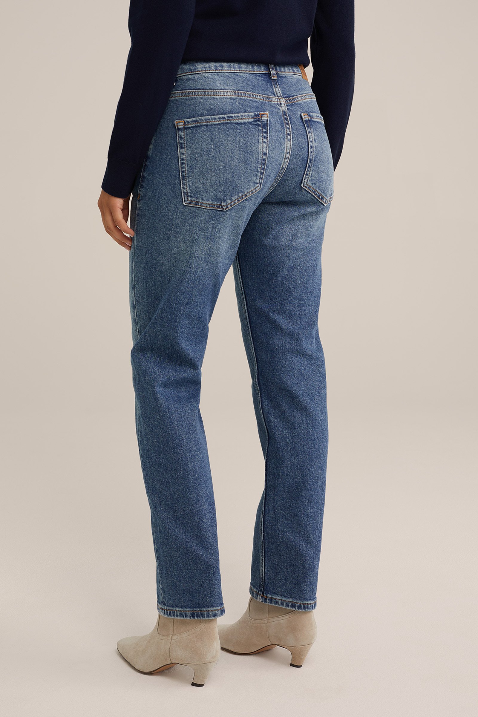 mid rise straight fit jeans met stretch Blue Ridge Donkerblauw