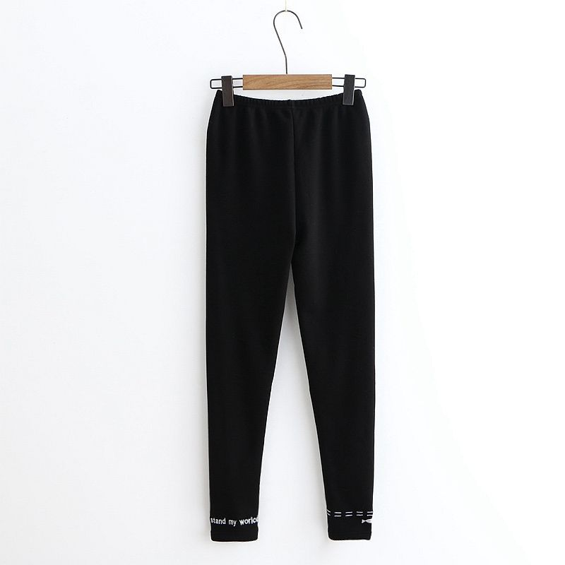 PANDAGO - Kat geborduurde fleece gevoerde legging