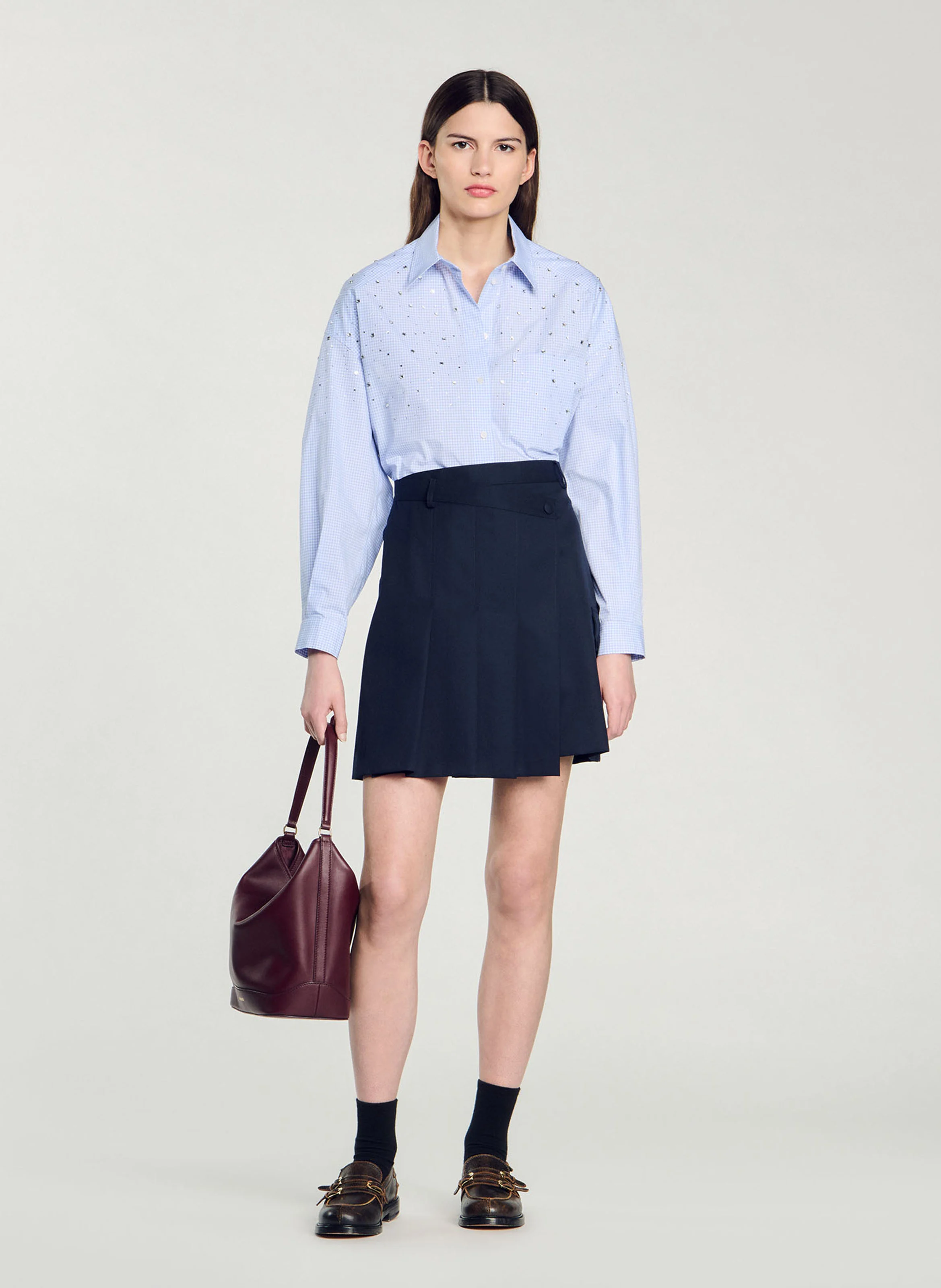 Chemise col classique à carreaux de vichy | Bleu