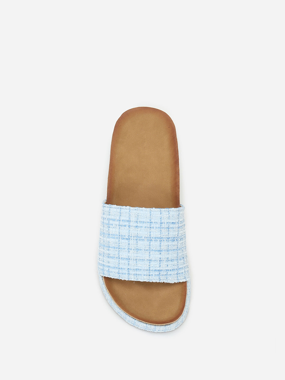 Mules à plateforme en tweed pailleté- Bleu