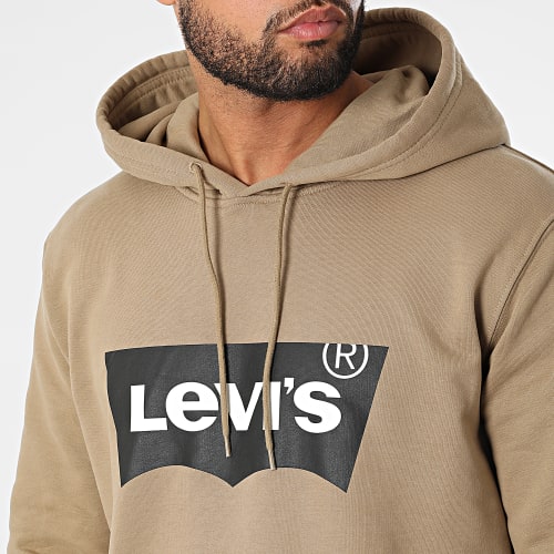 Sweat Capuche Standard Graphic 38424 Beige Foncé