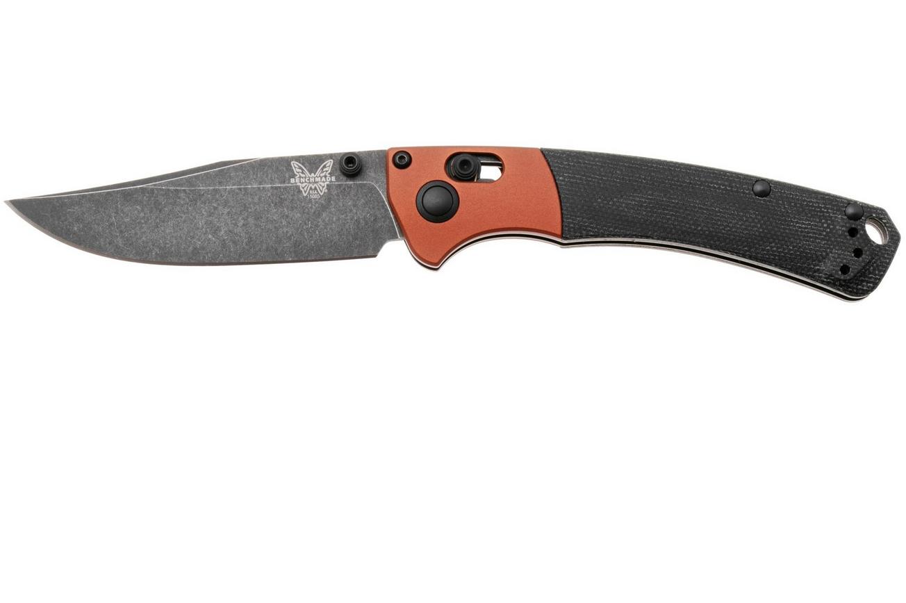 Benchmade Mini Crooked River 15085BK-04 Blackwashed Magnacut, Burnt Copper Aluminum Black Micarta, zakmes