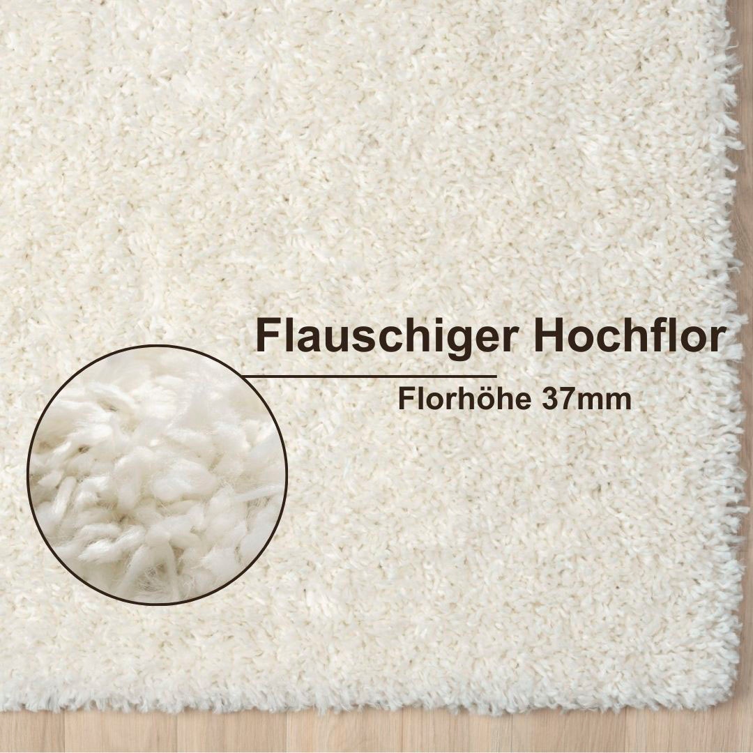 GOODproduct Hochflor-Bettumrandung »Banji« Höhe 37 mm 3 tlg. Uni Farben, weich und flauschig, auch als Läufer & in rund erhältlich