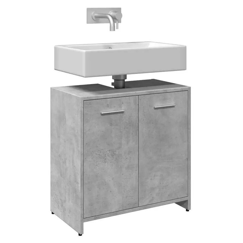 vidaXL - 2-deurs Wastafelonderkast - Betongrijs - Bewerkt hout - 60x33x60 cm