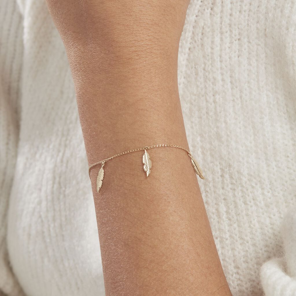 Bracelet Indian Nature Feuilles Or Jaune